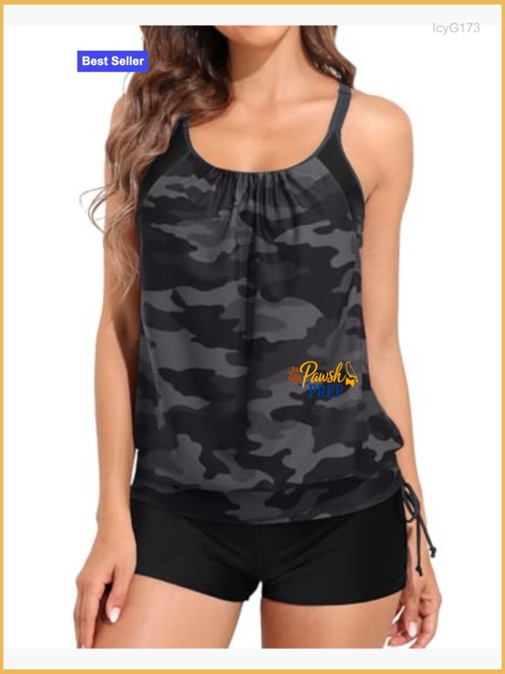 Blouson Tankini Tummy Control Swim Set with Boyshorts - Picture 6 of 7